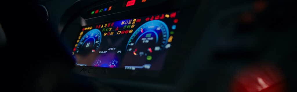 Cruscotto e ata idrogeno di notte